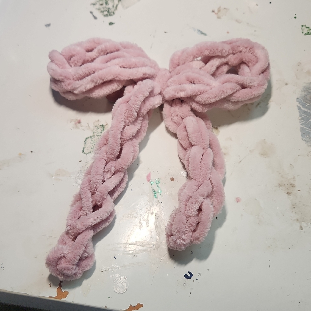Handmade Knitted Pink Bow Hair Clip